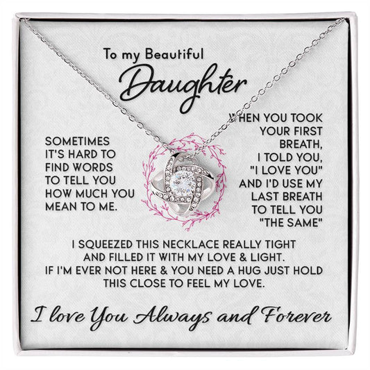 To My Daughter Love Knot Necklace