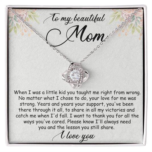 Beautiful Mom Love Knot Necklace