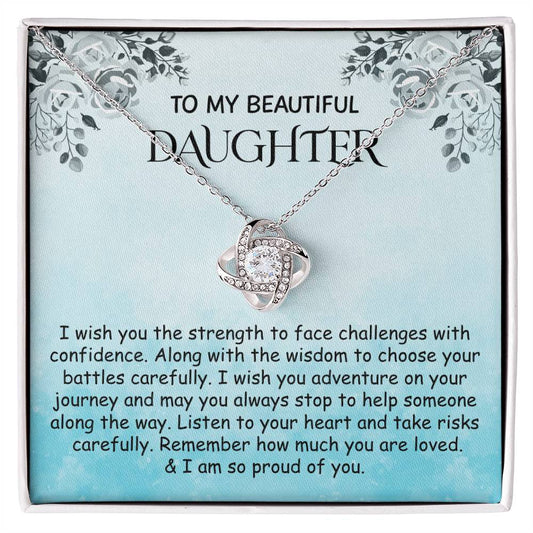 To My Daughter Proud Love Knot Necklace